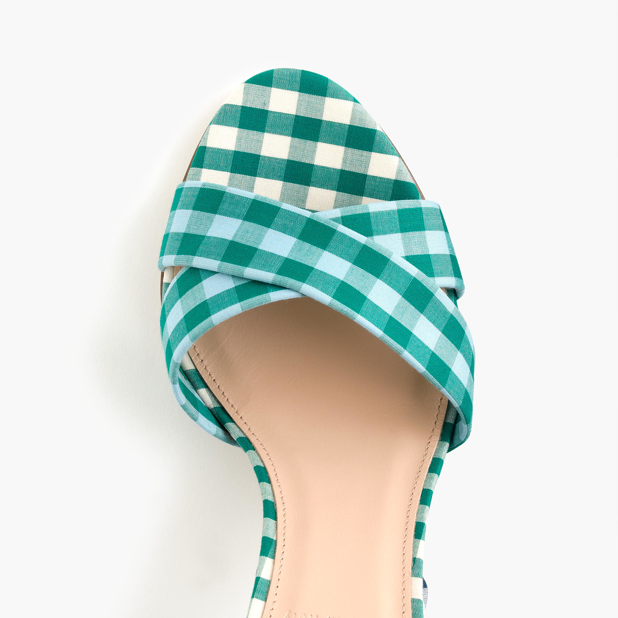 Lyst J.Crew Mixed Gingham Sandals With Ankle Wrap in Green
